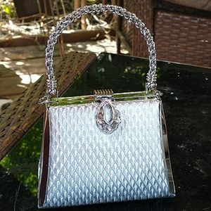 ECU Beautiful Silver crossbody Evening Bag